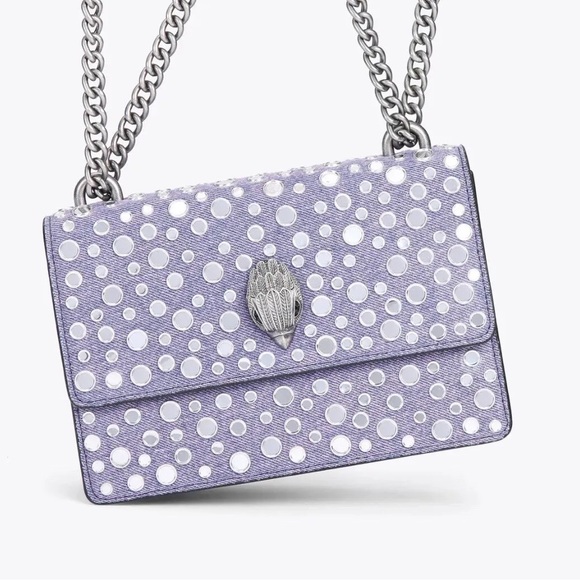 KURT GEIGER NWT Shoreditch Denim Studded Mini Convertible Shoulder Bag - Picture 3 of 15